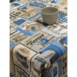  Café noir kék Impregnált asztalterítő anyag